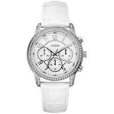*** GUESS WHITE LEATHER CHRONO LADIES WATCH - U13602L1 *** BRAND NEW ***