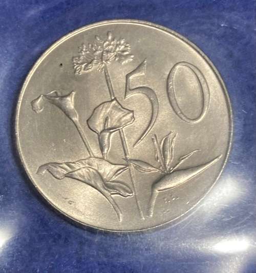 1967 UNC Afrikaanse Fifty cent - scarce - only 51814 minted  UNC CV R150
