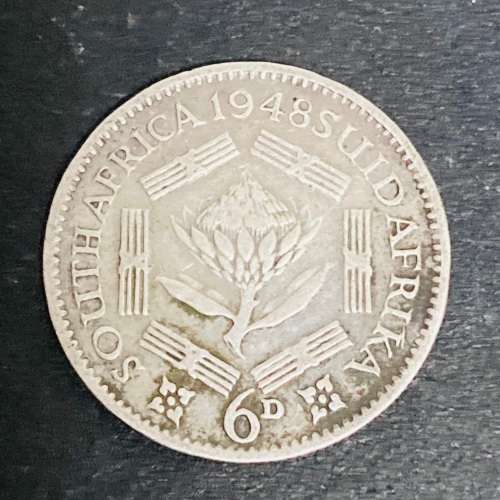 1948 SIX PENCE SOUTH AFRICA (80%) SILVER