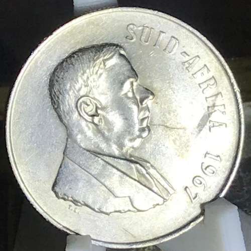 1967 ONE RAND (SILVER R1) SOUTH AFRICA (AFRIKAANS) UNC FULL DETAIL IN CAPTULE