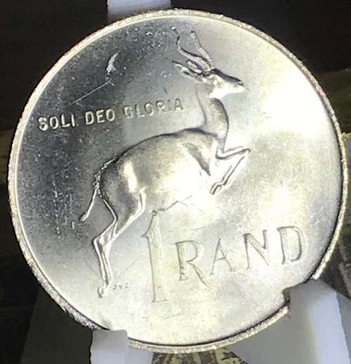 1968 ONE RAND (SILVER R1) SOUTH AFRICA (ENG) UNC FULL DETAIL IN CAPTULE