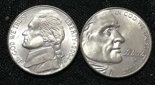 USA COMMEMORATIVE 5 CENTS (2004 AND 2005 FAMOUS BUFFULO) A/UNC