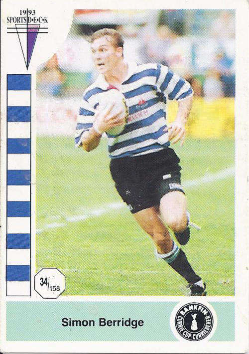 1993 Sports Deck Simon Berridge Western Province Rugby Card no 34