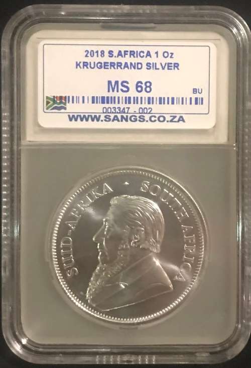 ( FOLLOW THE LEADER )......NEW 2018....MINTSTATE ..MS68.... 1oz...SILVER KRUGERRAND....