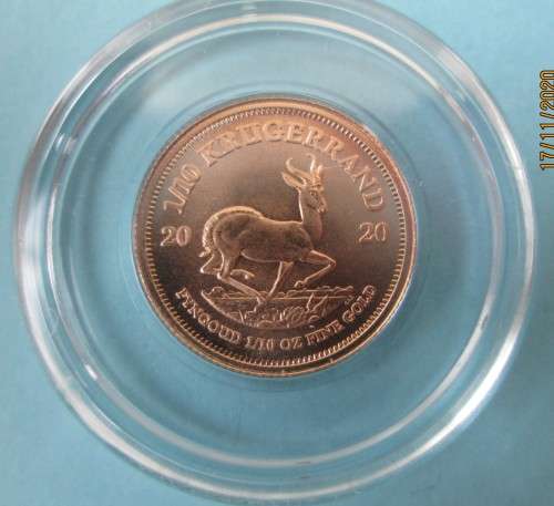 2020  1/10oz  GOLD BULLION   KRUGERRAND    CAPSULED