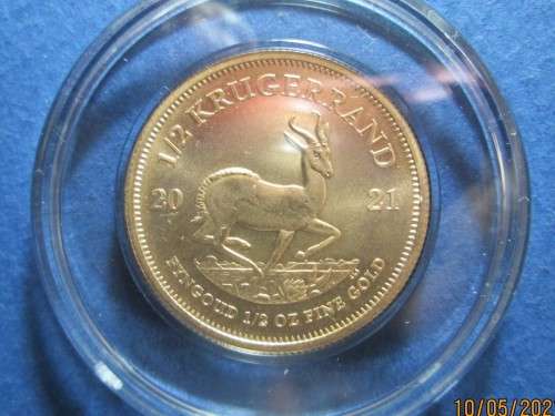 2021     HALF OUNCE     GOLD BULLION   KRUGERRAND CAPSULED