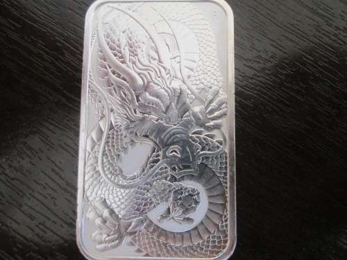( LOW START )   2021    AUSTRALIAN DRAGON    1oz  999.9%   PURE SOLID SILVER BAR