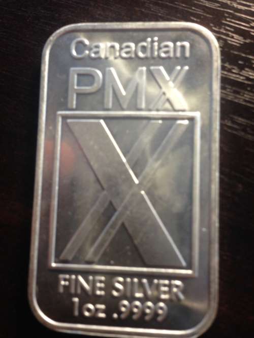 1oz    CANADIAN PMX     999.9%    PURE SOLID SILVER BAR