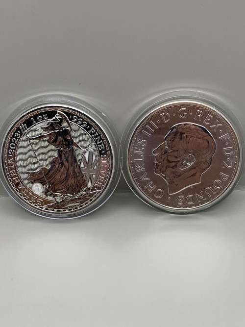 (  HISTORICAL  DATE )   2023    BRITANNIA    KING CHARLES 111   1oz  PURE SILVER