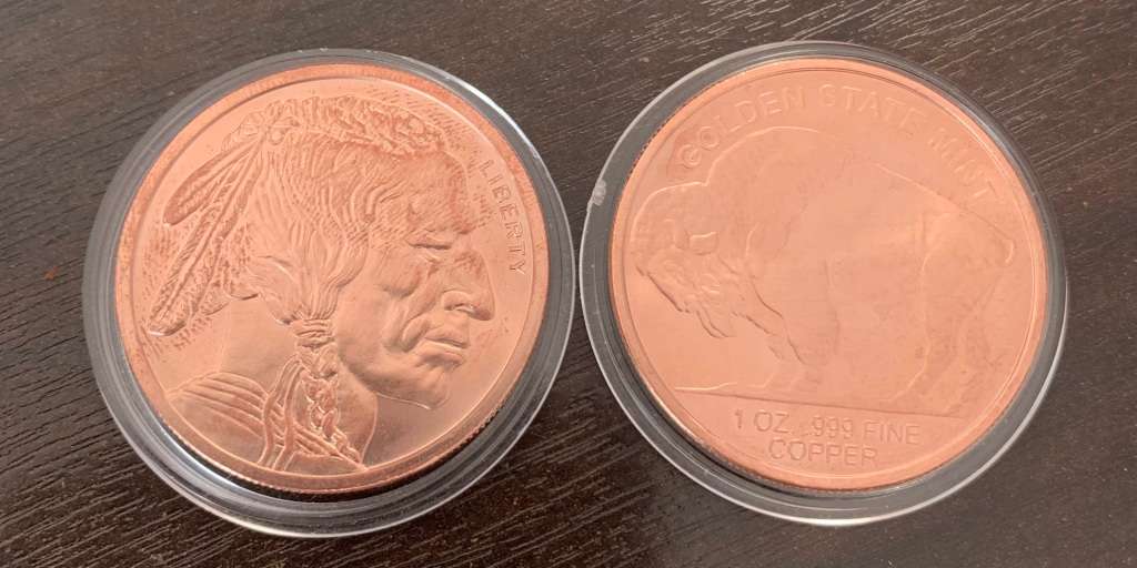 (  ENTRY LEVEL  )    COPPER  BUFFALO / INDIAN HEAD    1oz  PURE SOLID ROUND