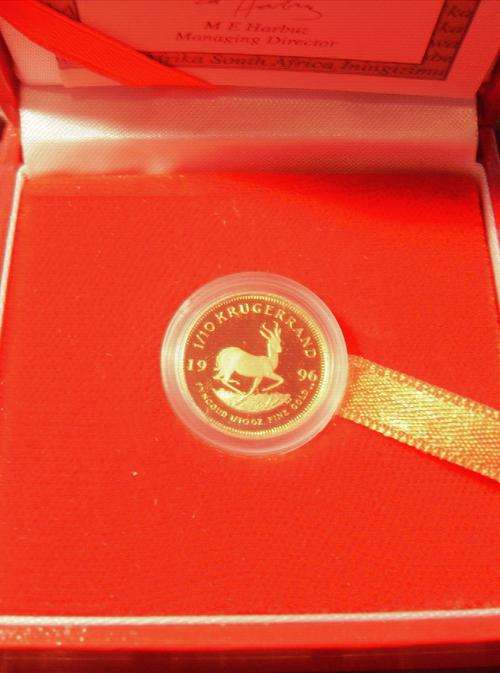 1996...KRUGERRAND...1/10oz.....22ct.....GOLD........CERTIFIED PROOF....CHECK THE MINTAGE