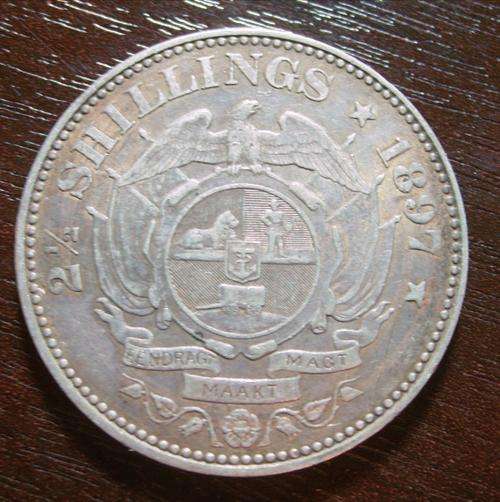 (((  CRAZY R1  )))...1897...Z.A.R...PAUL KRUGER...SILVER TWO AND HALF SHILLING ( HALF CROWN )
