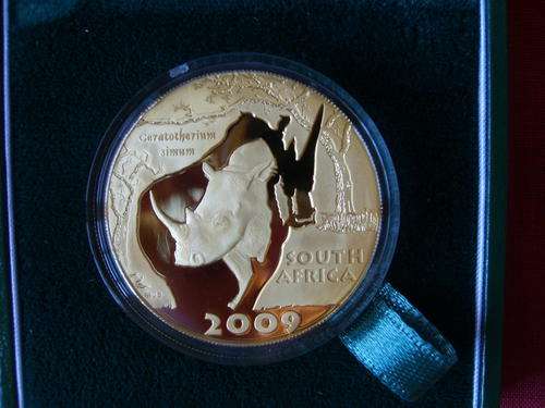 # THE S.A.WHITE RHINO #  1oz PURE GOLD  #  COLLECT PROOF #  L.E.1500