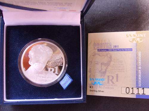 J M COETZEE ( nobel ) 2011 R1 STERLING SILVER PROOF @ A CRAZY R1 R1 R1 R1 R1