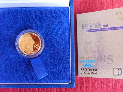 2011... J M COETZEE ( NOBEL ).. 1/10oz 24 CARAT GOLD...@ A CRAZY R1 R1R1 R1 R1 R1 R1 R1