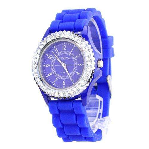 GENEVA Exquisite Silicone Crystal Rhinestone Quartz Movement -Blue