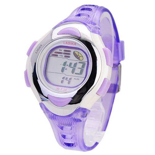 LASIKA F34 Multi-Function Digital Sports Watch Transparent Band -Purple