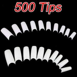 New 500 Pcs French Acrylic Style False Nail Art Half Tips White