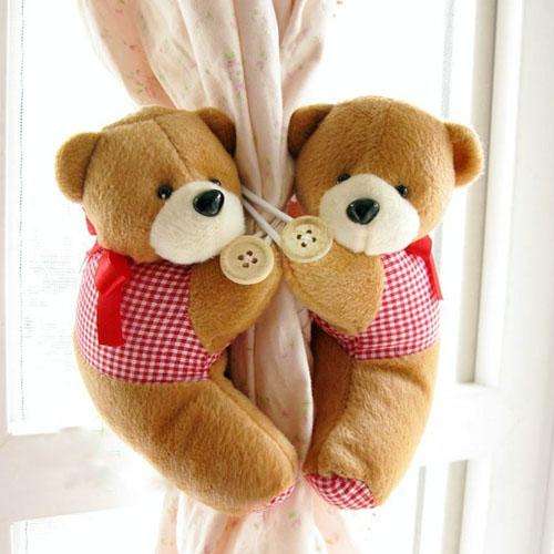 A Pair Tieback Little Bear Curtain Buckle-Brown