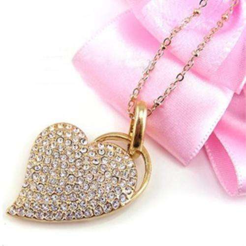 2GB USB Flash Memory Drive Silver Rhinestones Heart Shaped Design