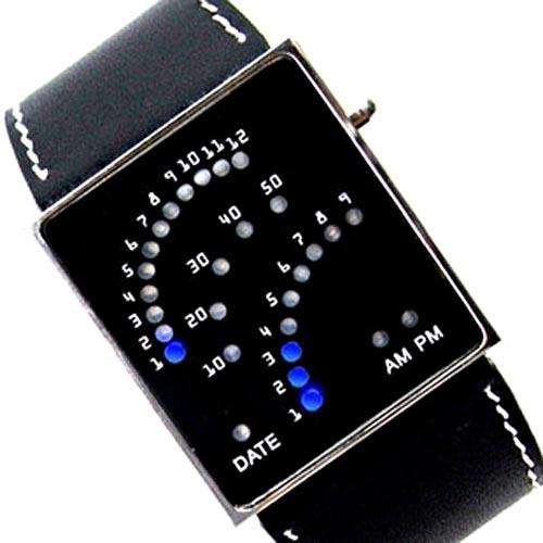 Black Unique Design 29 Binary LED Digital Wrist Watch