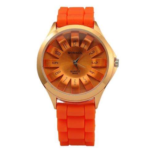 Fashion Weave Silicone Quartz Wrist Watch Orange