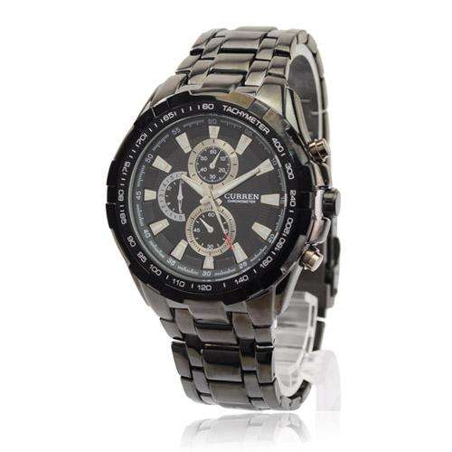 CURREN Round Dial Metal Band Tachymeter Quartz Movement Watch