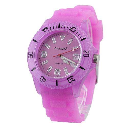 SANDA Fashion Silicone Band Quartz Movement Watch - Purple