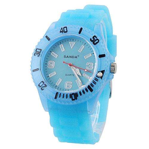 SANDA Fashion Silicone Band Quartz Movement Watch - Blue