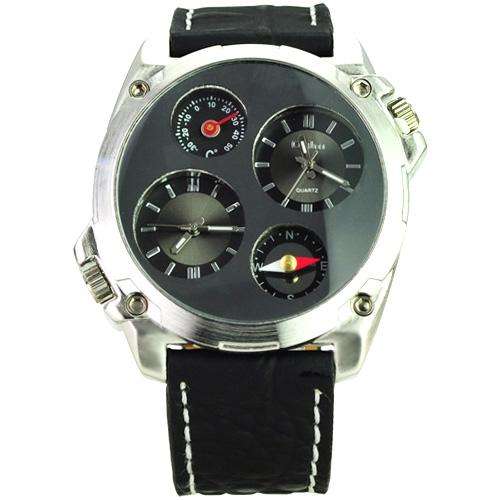 Luxury Dual Movement Quartz Watch with Compass/Thermometer