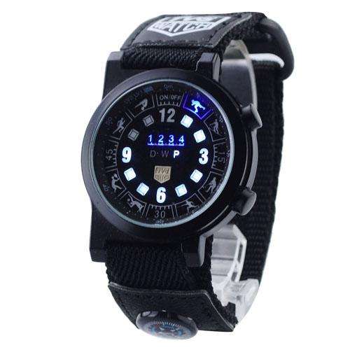 LED Digital Watch with Date Week Displaying/Compass/Backlight-Black