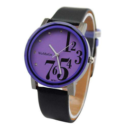 Fashion Quartz  Wrist Watch Black + Purple