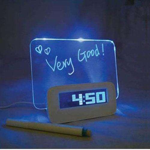 HIGHSTAR USB Fluorescence Temperature Calendar Clock with Message Board