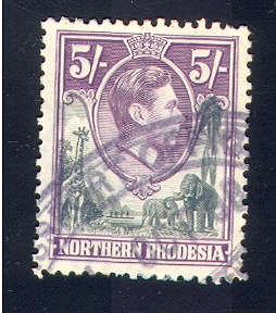 NORTHERN RHODESIA 1938 5s USED (THE STAMP IS IN EXCELLENT CONDITION)