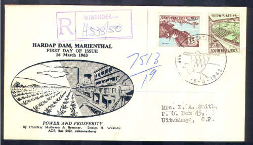 SWA 1963 OPENING OF HARDAP DAM FDC CXD HARDAP MARIENTAL 16-3-63