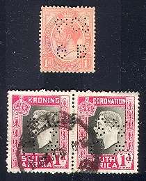 UNION 1913 + 1937 LOW VALUE PERFINS FOR THE PERFIN COLLECTOR