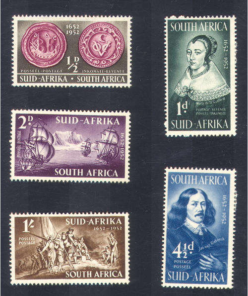 UNION 1952 VAN RIEBEECK (SET 4/5 MNH - 1D = M/H)