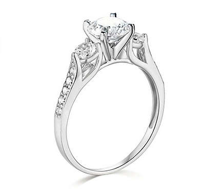 2.25 Ct Round Cut 3-Stone Engagement Wedding Ring Real Solid 14K White Gold size 6