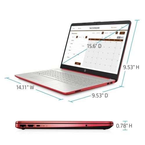 NEW - HP 15.6` HD Red Laptop Intel Quad Core 2.7GHz 4GB RAM Webcam Windows 10