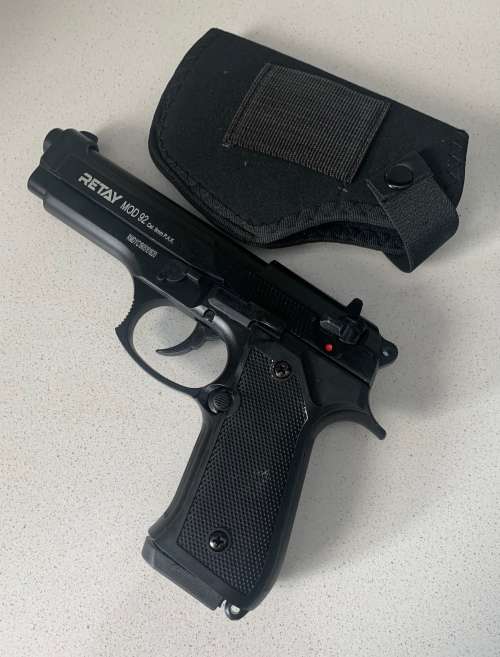 Combo Retay Mod92 9mm Blank Gun (include 5 blank ,5 pepper cartridges and holster)