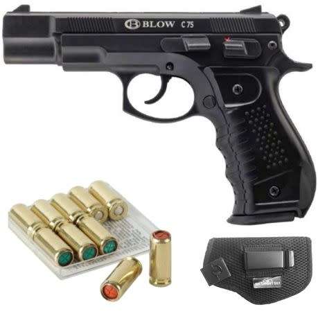 Blow C75 Blank Gun with 10 Blanks, 2 Peppers and Holster