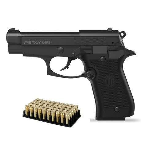 Retay 84FS Blank Pistol + 50 Black Cartridges and holster