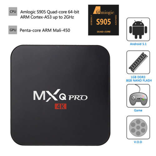 MXQ Pro 4K Ultimate KODI Android 5.1 Lollipop Amlogic S905 Quad Core 1GB/8GB TV Box Android Mini PC