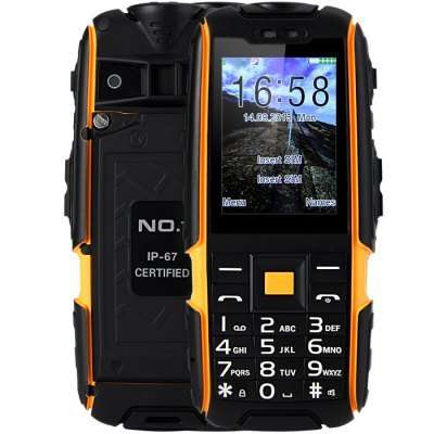 NO.1 A9 Waterproof Phone / Flashlight 32MB RAM, 32MB ROM -Black+Orange