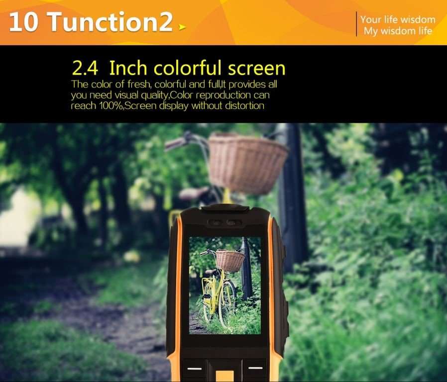 NO.1 A9 Waterproof Phone / Flashlight 32MB RAM, 32MB ROM -Black+Orange
