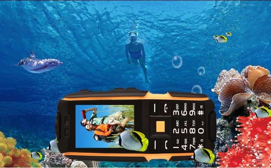 NO.1 A9 Waterproof Phone / Flashlight 32MB RAM, 32MB ROM -Black+Orange