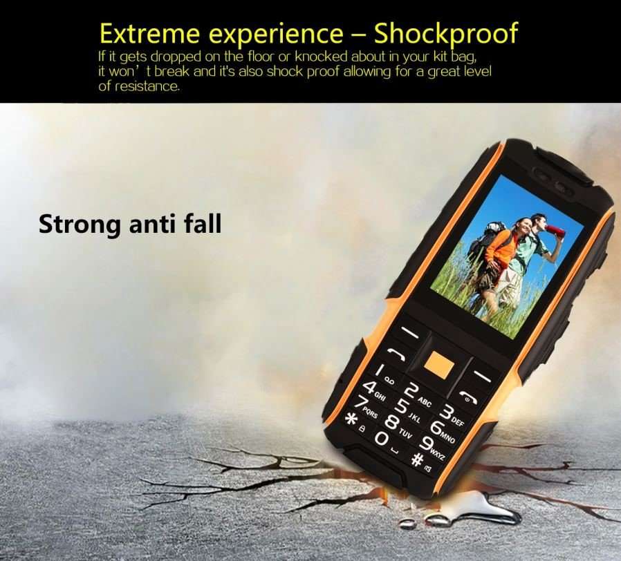 NO.1 A9 Waterproof Phone / Flashlight 32MB RAM, 32MB ROM -Black+Orange