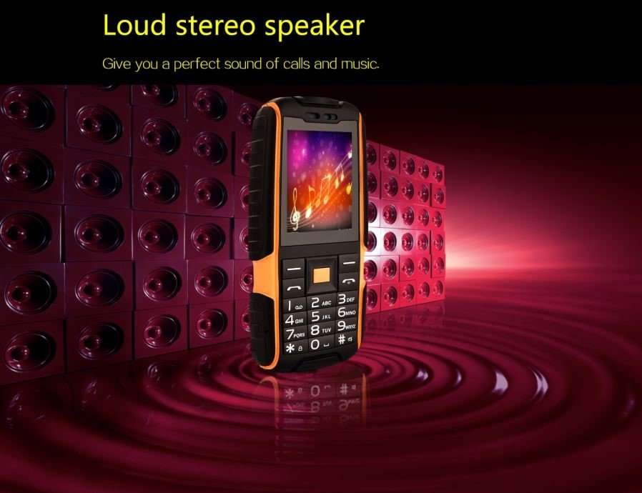 NO.1 A9 Waterproof Phone / Flashlight 32MB RAM, 32MB ROM -Black+Orange