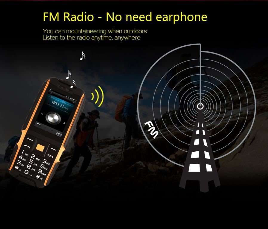 NO.1 A9 Waterproof Phone / Flashlight 32MB RAM, 32MB ROM -Black+Orange