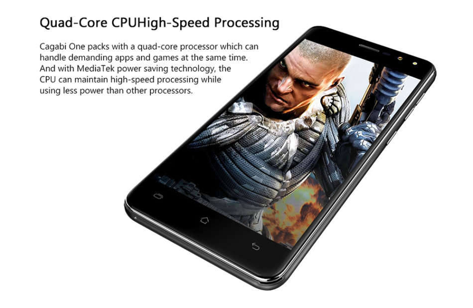 Cagabi One Android Smartphone - 720P 5 Inch Display, Dual SIM, Quad Core CPU, 8MP Camera, 3G (Black)